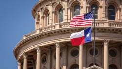 Texas and US Flag Flying at Texas Capitol